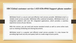SBCGlobal customer service 1-833-836-0944 Support phone number