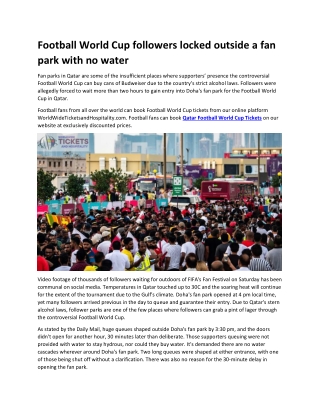 Football World Cup followers locked outside a fan park with no water
