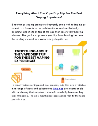 Everything About The Vape Drip Trip For The Best Vaping Experience!