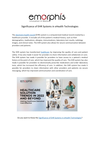 Significance of EHR Systems