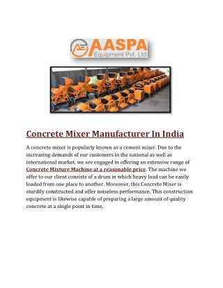 Concrete Mixer Manufacturer