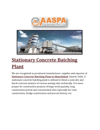 Stationary Concrete Batching Plant