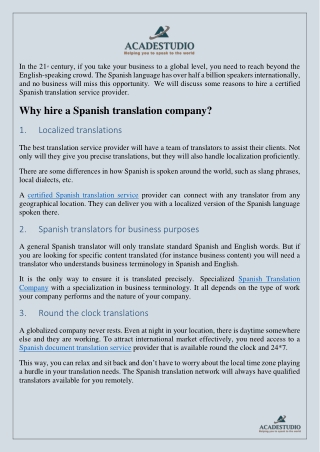 Why hire a Spanish translation company
