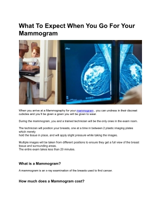What To Expect When You Go For Your Mammogram