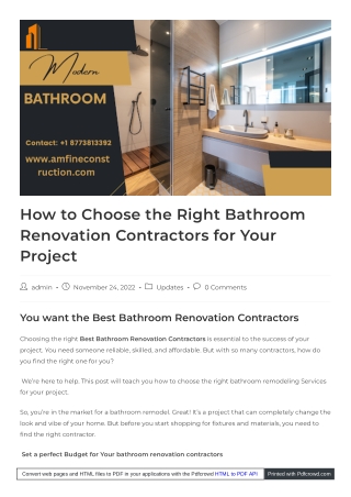 Bathroom Renovation Contractors | Beautiful Bathroom Makes Home Beautiful