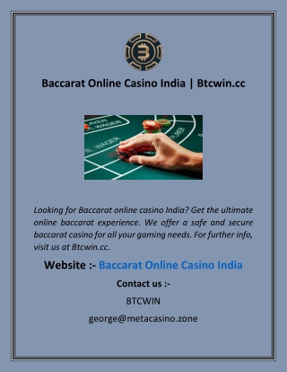 Baccarat Online Casino India Btcwin
