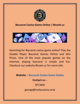 Baccarat Casino Game Online Btcwin