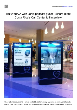 TrulyYourVA with Janis podcast guest Richard Blank Costa Rica's Call Center.