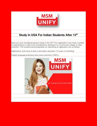 Study In USA For Indian Students After 12th