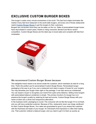 EXCLUSIVE CUSTOM BURGER BOXES