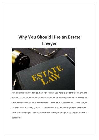 Why You Should Hire an Estate Lawyer