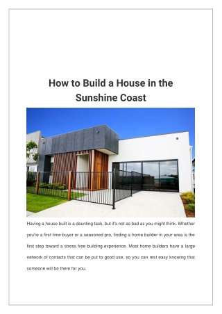 How to Build a House in the Sunshine Coast