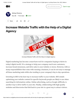 Increase Website Traffic with the Help of a Digital Agency