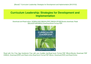 [Ebook]^^ Curriculum Leadership Strategies for Development and Implementation [W.O.R.D]