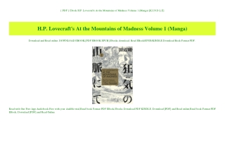 { PDF } Ebook H.P. Lovecraft's At the Mountains of Madness Volume 1 (Manga) [K.I.N.D.L.E]