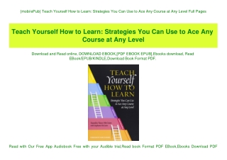 {mobiePub} Teach Yourself How to Learn Strategies You Can Use to Ace Any Course at Any Level Full Pages