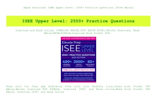 (Epub Download) ISEE Upper Level 2500  Practice Questions [Free Ebook]