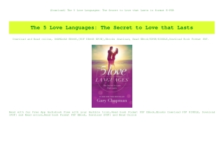 (Download) The 5 Love Languages The Secret to Love that Lasts in format E-PUB