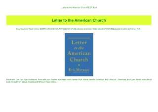 ^DOWNLOAD-PDF) Letter to the American Church BEST Book