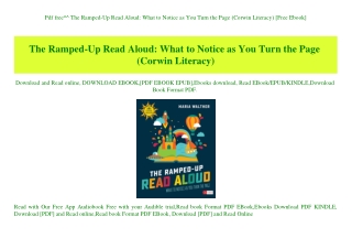 Pdf free^^ The Ramped-Up Read Aloud What to Notice as You Turn the Page (Corwin Literacy) [Free Ebook]