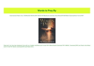 (READ)^ Words to Pray By ebook