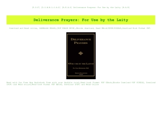 [P.D.F] [D.O.W.N.L.O.A.D] [R.E.A.D] Deliverance Prayers For Use by the Laity [R.A.R]