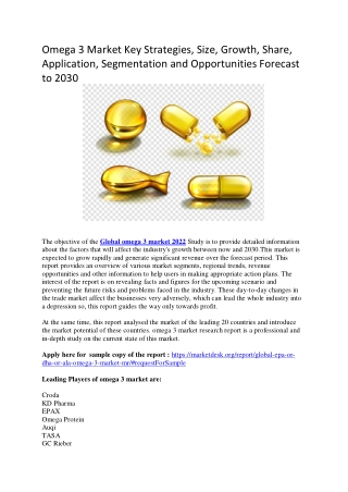 Omega 3 Market Key Strategies