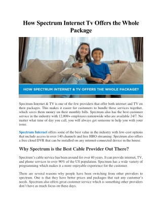 How Spectrum Internet Tv Offers The Whole Package
