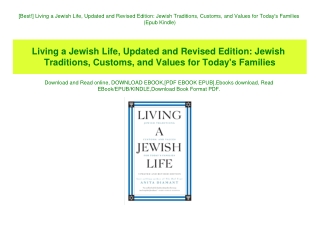 [Best!] Living a Jewish Life  Updated and Revised Edition Jewish Traditions  Customs  and Values for Today's Families (E