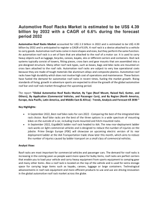 Automotive Roof Racks Market