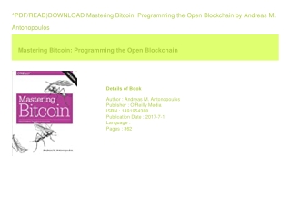 ^PDF/READ)DOWNLOAD Mastering Bitcoin Programming the Open Blockchain  by And