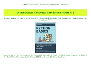 (EBOOK Python Basics A Practical Introduction to Python 3 [Free Ebook]