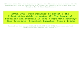 Pdf free^^ EXCEL 2022 From Beginner to Expert  The Illustrative Guide to Master All The Essential Functions and Formulas