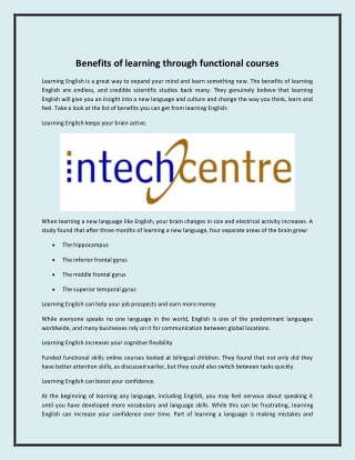 Benefits of learning through functional courses