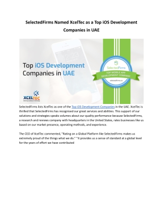 SelectedFirms Named XcelTec as a Top iOS Development Companies in UAE