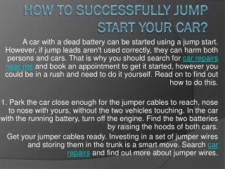 How to Successfully Jump Start Your Car