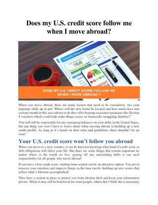 Does my U.S. credit score follow me when I move abroad?