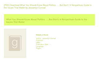 [PDF] Download What You Should Know About Politics . . . But Don't A Nonpart