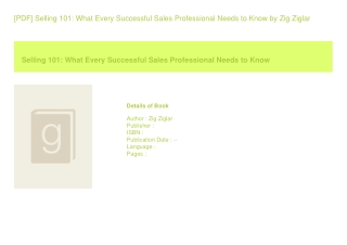 [PDF] Selling 101 What Every Successful Sales Professional Needs to Know  by