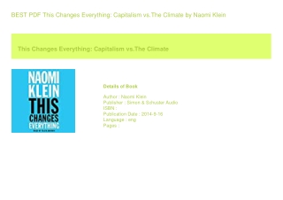 BEST PDF This Changes Everything Capitalism vs.The Climate  by Naomi Klein