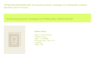 ^EPUB/ONLINE)DOWNLOAD The Second Leg Down Strategies for Profiting After a M
