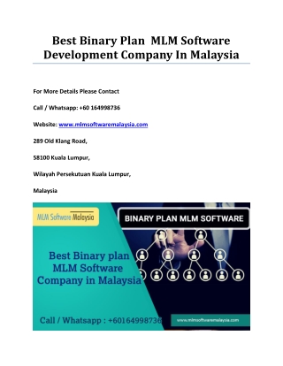 Best Binary Plan  MLM Software Development Company