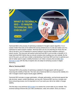 What is Technical SEO – 15 Major Technical SEO Checklist