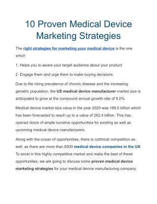 10 Proven Medical Device Marketing Strategies