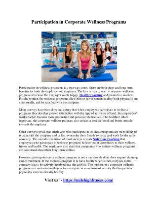 Participation in Corporate Wellness Programs