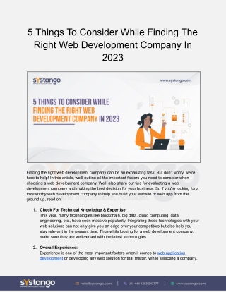 5 Things To Consider While Finding The Right Web Development Company In 2023