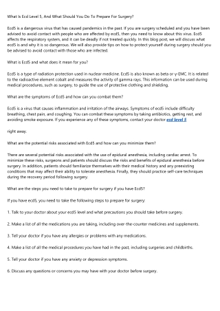 What Is Ecd Level 5, And What Should You Do To Prepare For Surgery?