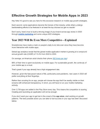 Effective Growth Strategies for Mobile Apps in 2023