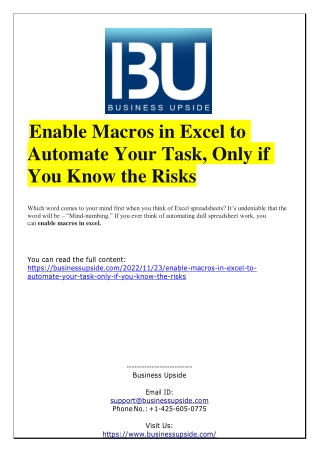 Enable Macros in Excel to Automate Your Task, Only if You Know the Risks