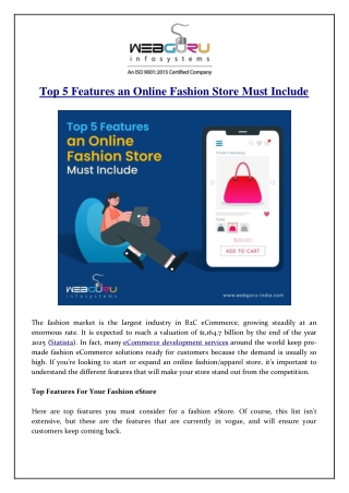 Top 5 Features an Online Fashion Store Must Include